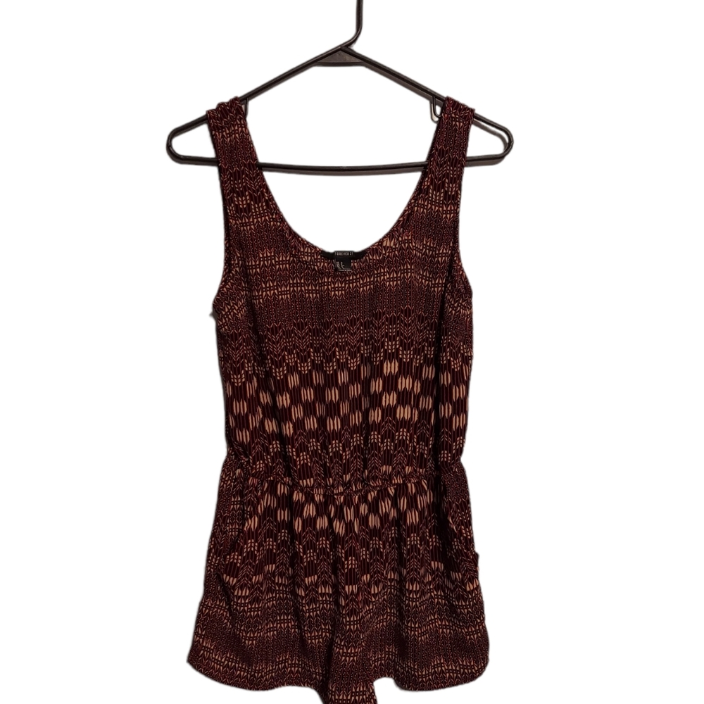Forever 21 Romper Shorts Size Small Red Aztec Boho Y2K Whimsigoth Festival Beach